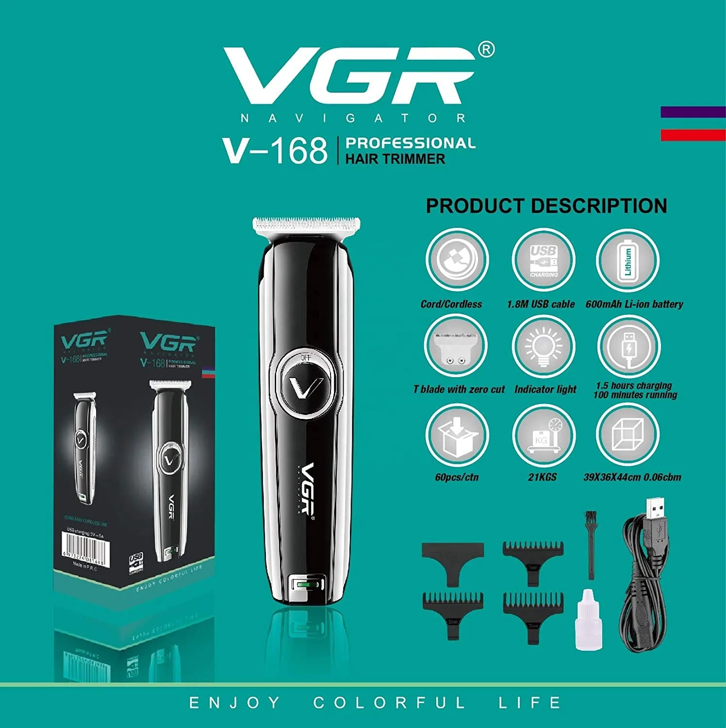 masinka za brada VGR V-168 Професионален Машки тример за брада/коса - Image 1