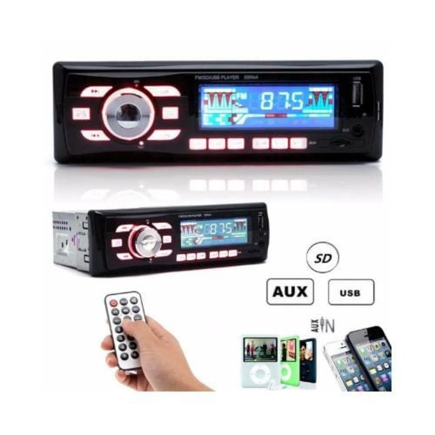 Универзално радио за автомобил со MP3/USB/AUX/SD - Image 3