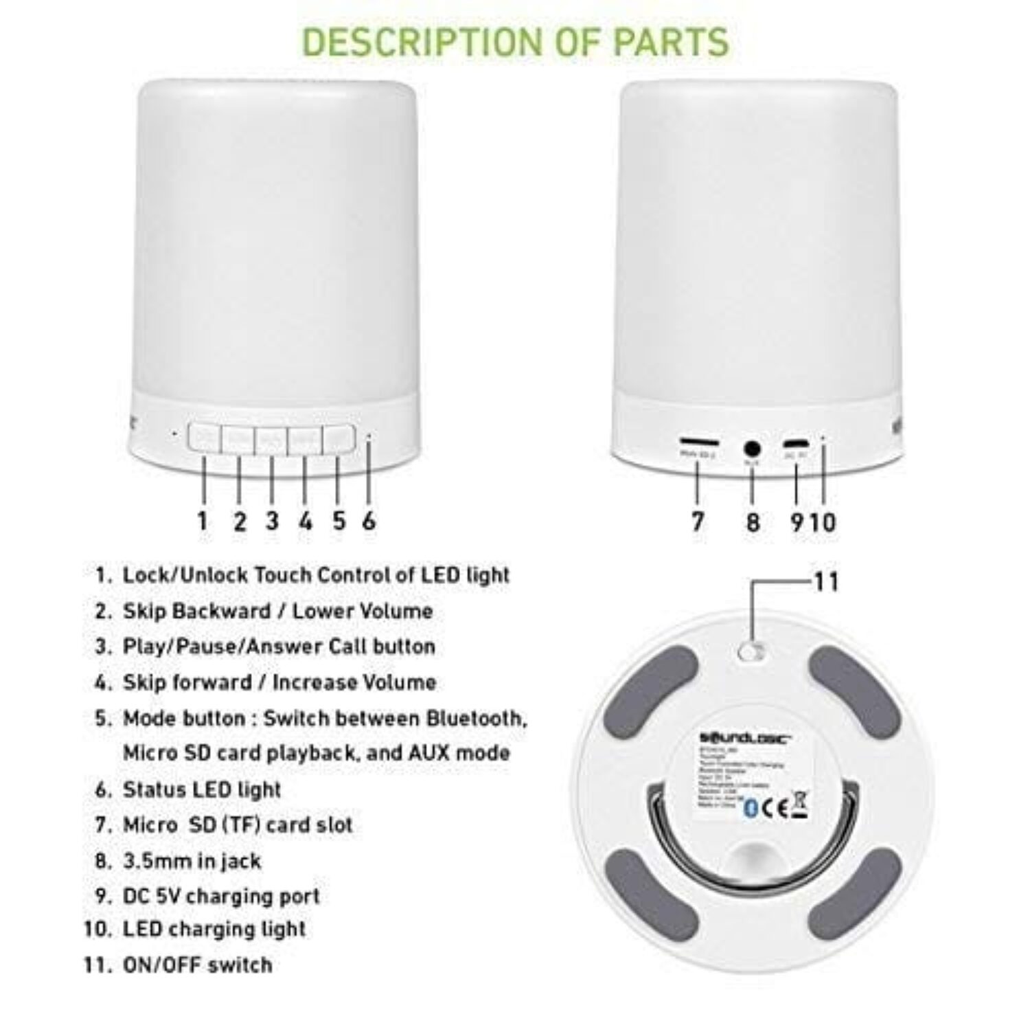 BT звучник на допир со LED светло - Image 8